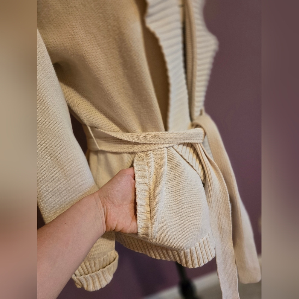 LOFT Cream Shawl Collar Belted Cardigan - Picture 11 of 11